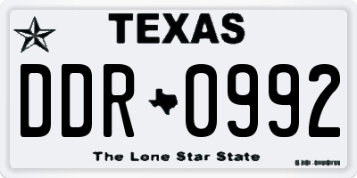 TX license plate DDR0992