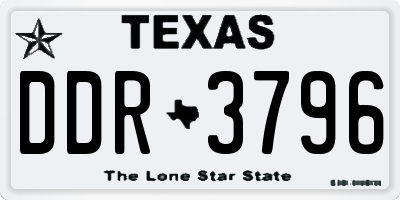 TX license plate DDR3796