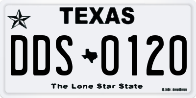 TX license plate DDS0120