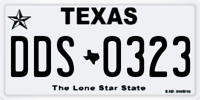 TX license plate DDS0323