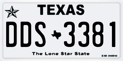 TX license plate DDS3381