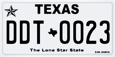 TX license plate DDT0023