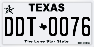 TX license plate DDT0076