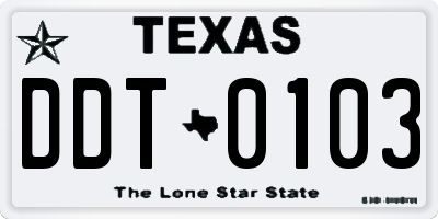 TX license plate DDT0103