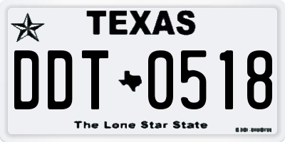 TX license plate DDT0518