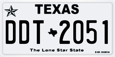 TX license plate DDT2051
