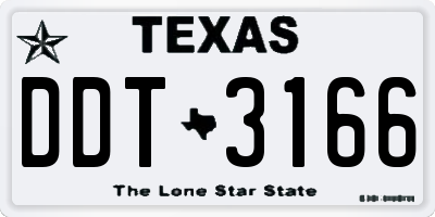 TX license plate DDT3166