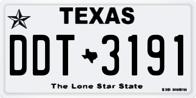 TX license plate DDT3191
