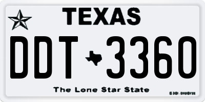 TX license plate DDT3360
