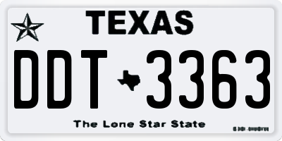 TX license plate DDT3363