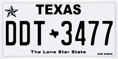 TX license plate DDT3477