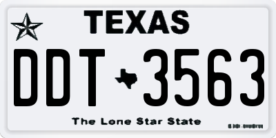 TX license plate DDT3563