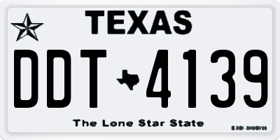 TX license plate DDT4139