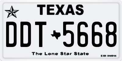 TX license plate DDT5668