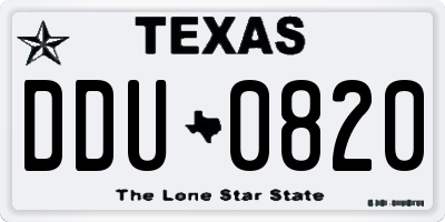 TX license plate DDU0820