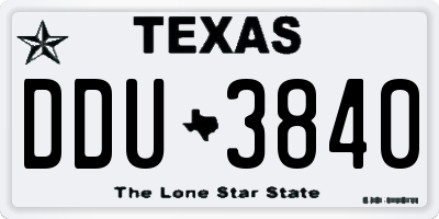 TX license plate DDU3840