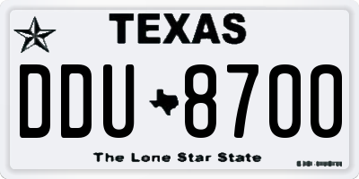TX license plate DDU8700