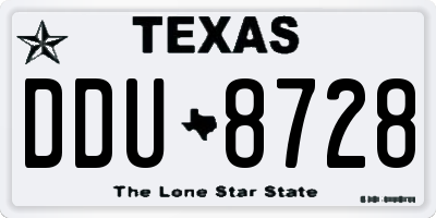 TX license plate DDU8728