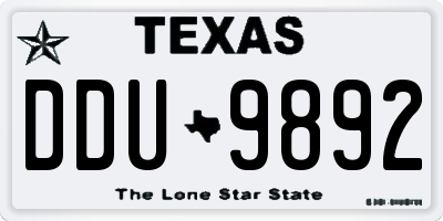 TX license plate DDU9892
