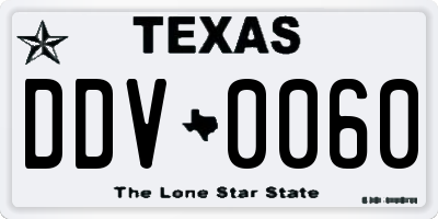 TX license plate DDV0060