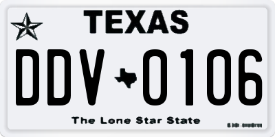 TX license plate DDV0106