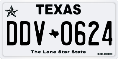 TX license plate DDV0624