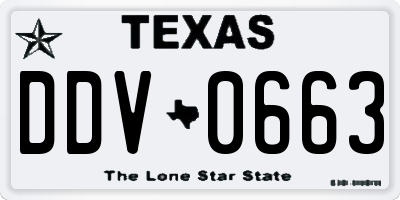 TX license plate DDV0663