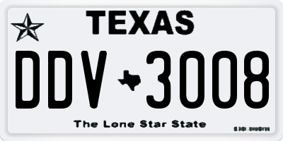 TX license plate DDV3008