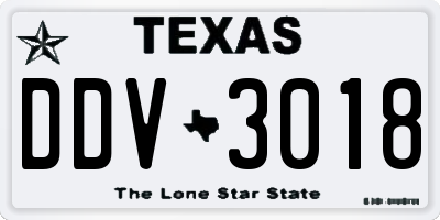 TX license plate DDV3018