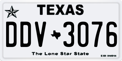 TX license plate DDV3076