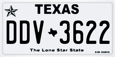 TX license plate DDV3622