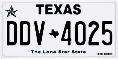 TX license plate DDV4025