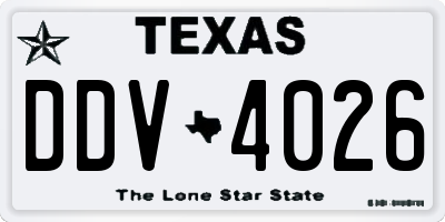 TX license plate DDV4026