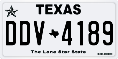 TX license plate DDV4189