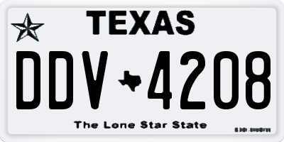 TX license plate DDV4208