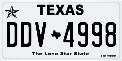 TX license plate DDV4998