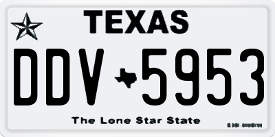 TX license plate DDV5953