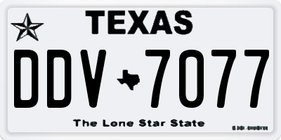 TX license plate DDV7077