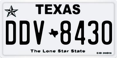 TX license plate DDV8430