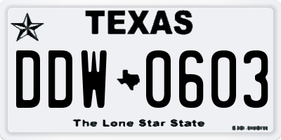 TX license plate DDW0603