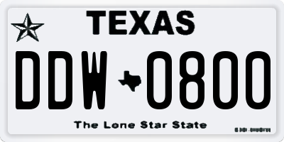 TX license plate DDW0800