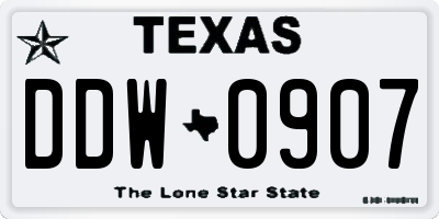 TX license plate DDW0907