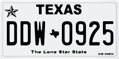 TX license plate DDW0925