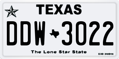 TX license plate DDW3022