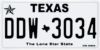 TX license plate DDW3034