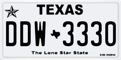 TX license plate DDW3330