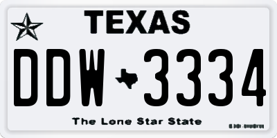 TX license plate DDW3334