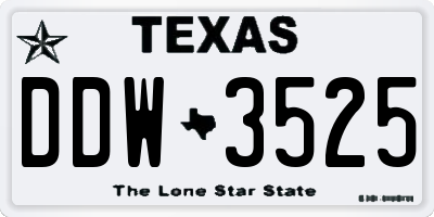 TX license plate DDW3525