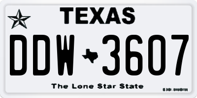 TX license plate DDW3607