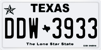 TX license plate DDW3933